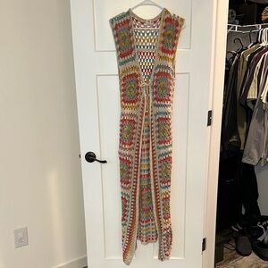 Multicolor Crochet Sleeveless Cardigan
